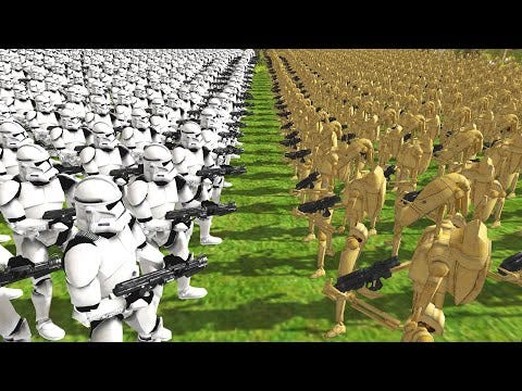 2,023 Clone Trooper Army VS Battle Droid Army! - Men of War: Star Wars Mod  - YouTube