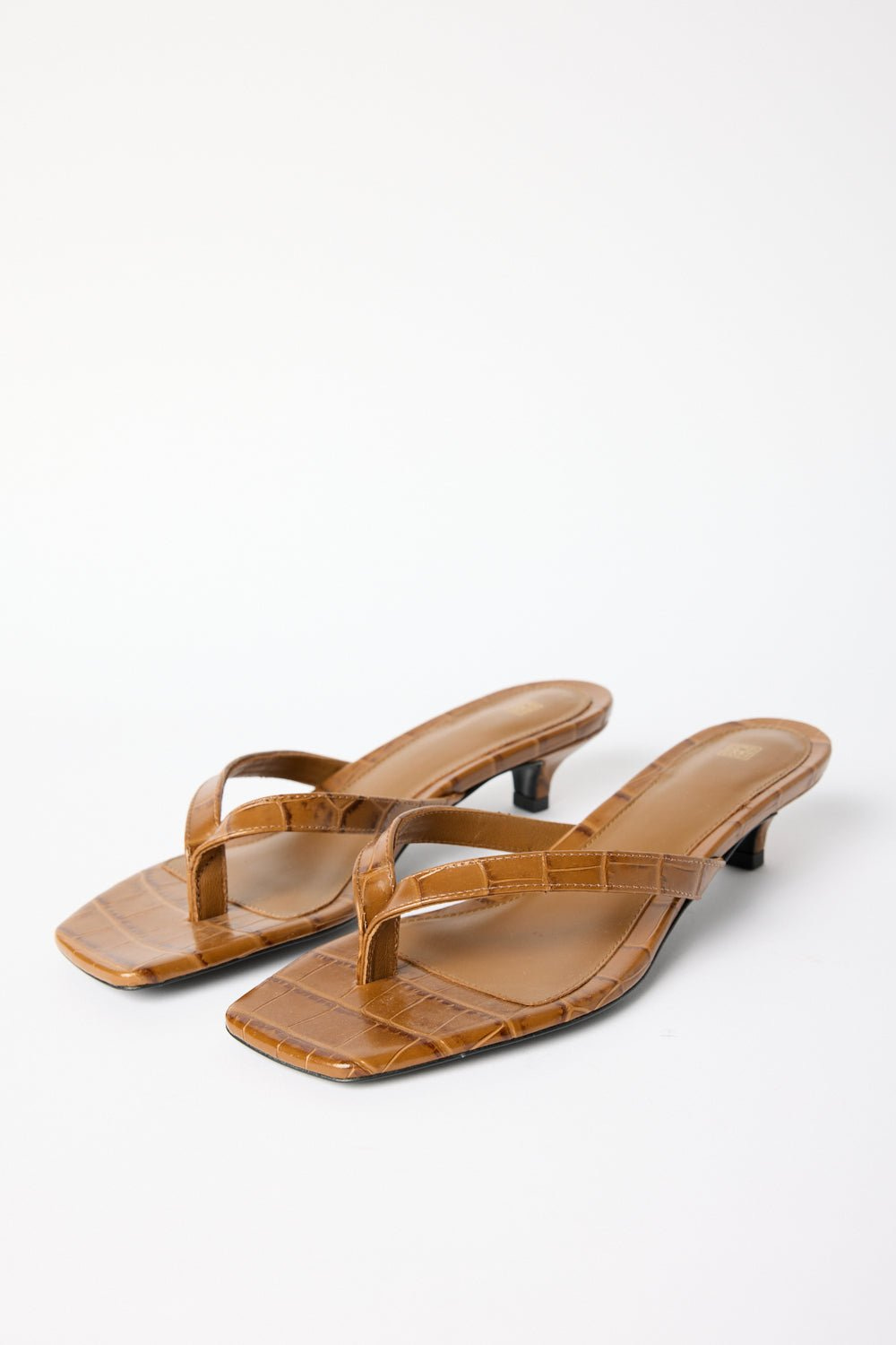 Toteme Croco-Embossed Heeled Flip Flops - Bessette