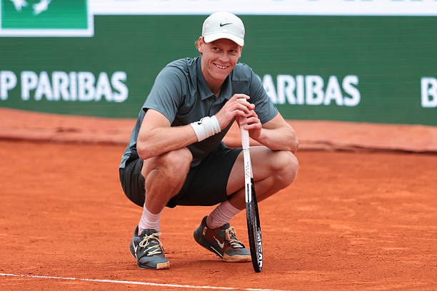 Jannik Sinner of Italy celebrates winning against Carlos Alcaraz of Spain in the Men's Final on day 8 of the Rolex Monte-Carlo Masters 2026, an ATP...