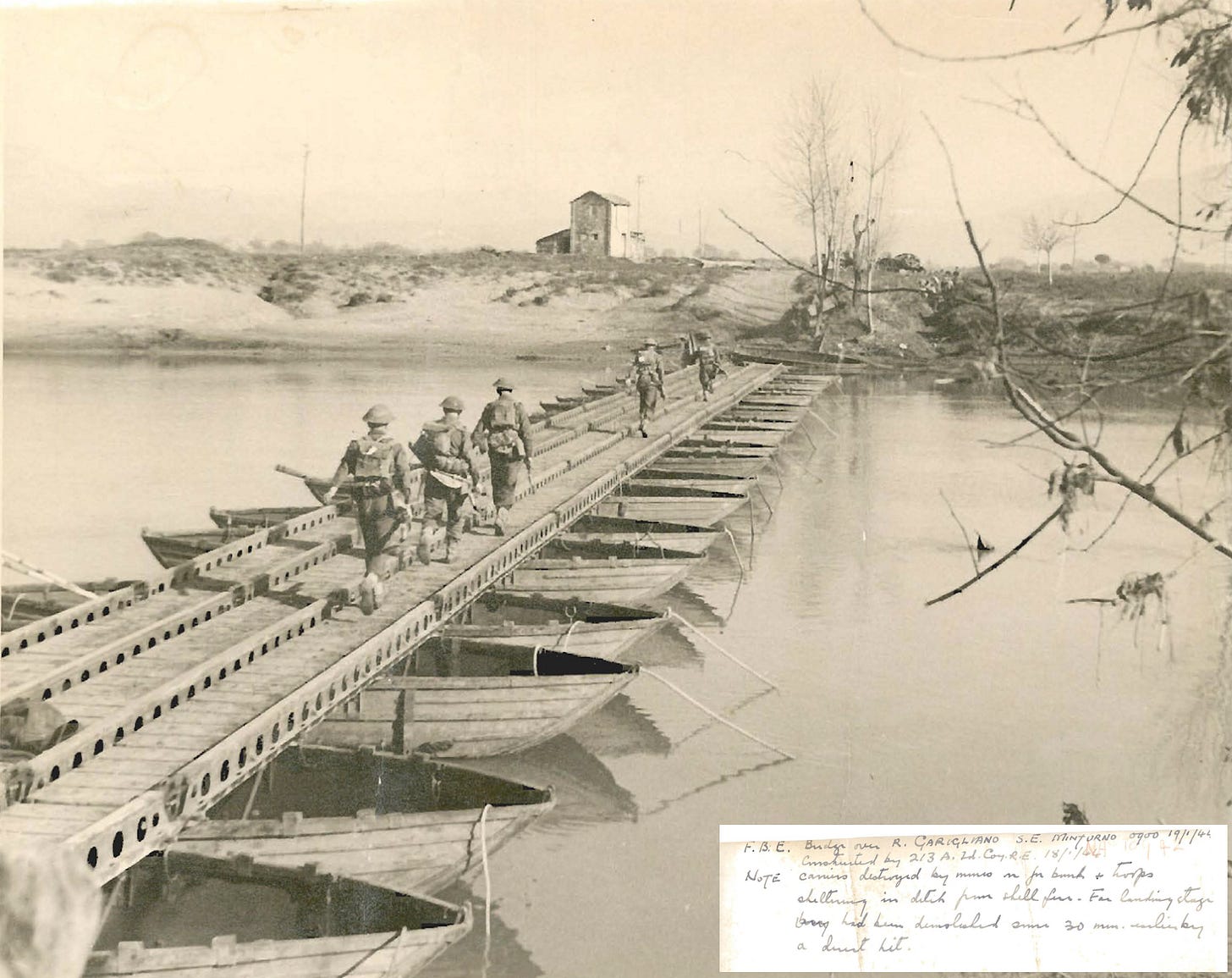 Pontoon bridge over R. Garigliano 19 Jan 1944 Pontoon bridge over R. Garigliano 19 Jan 1944