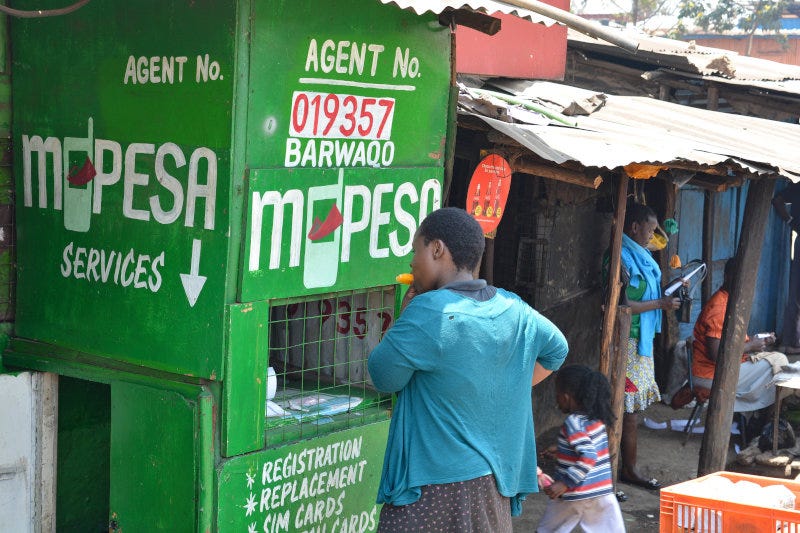 An M-PESA agent kiosk in Kenya.
