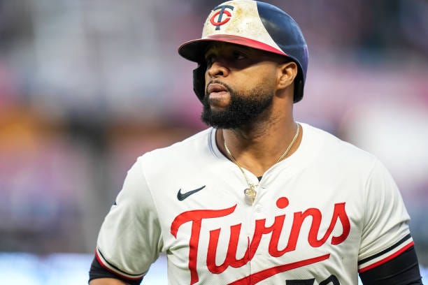 Carlos Santana of the Minnesota Twins looks on against the Baltimore Orioles on September 28, 2024 at Target Field in Minneapolis, Minnesota.