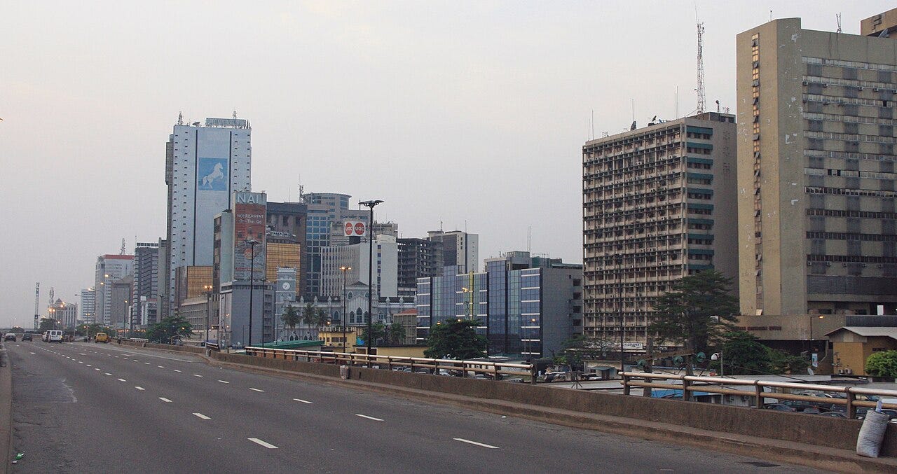 The skyline of Lagos, Nigeria, seen across the water