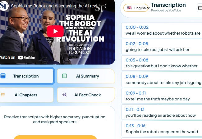 maestra as a youtube transcript generator