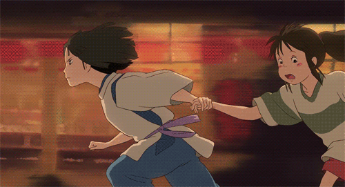 Ghibli Haku And Chihiro Running GIF | GIFDB.com