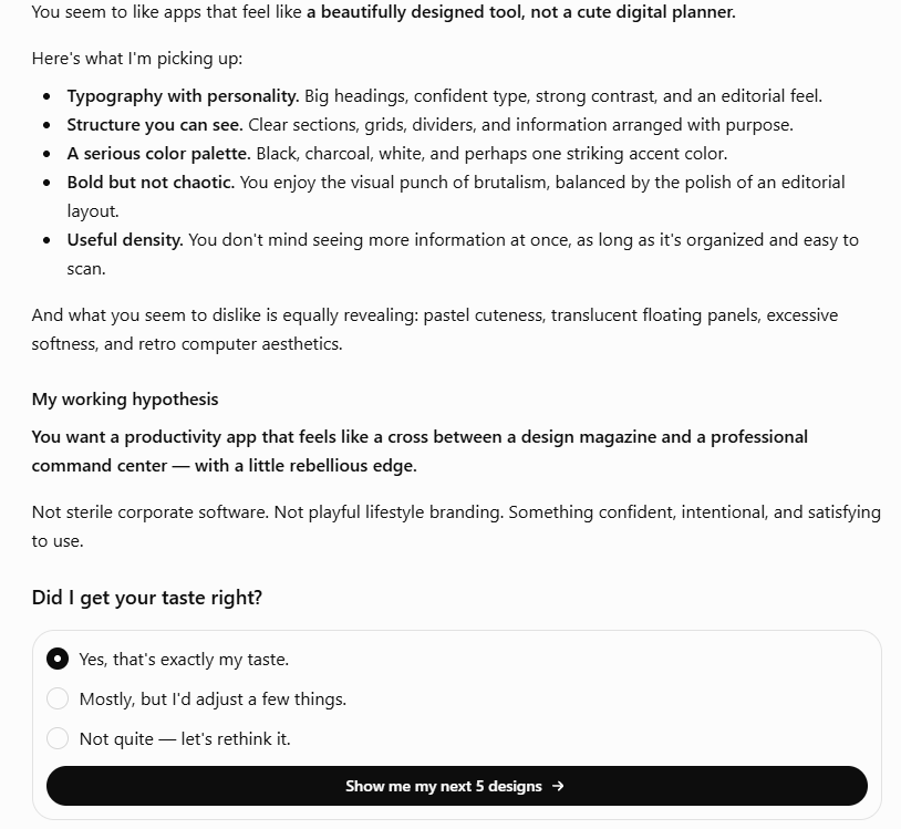 ChatGPT infers a preference for bold editorial typography, visible structure, a serious palette, and useful information density. ChatGPT infers a preference for bold editorial typography, visible structure, a serious palette, and useful information density.