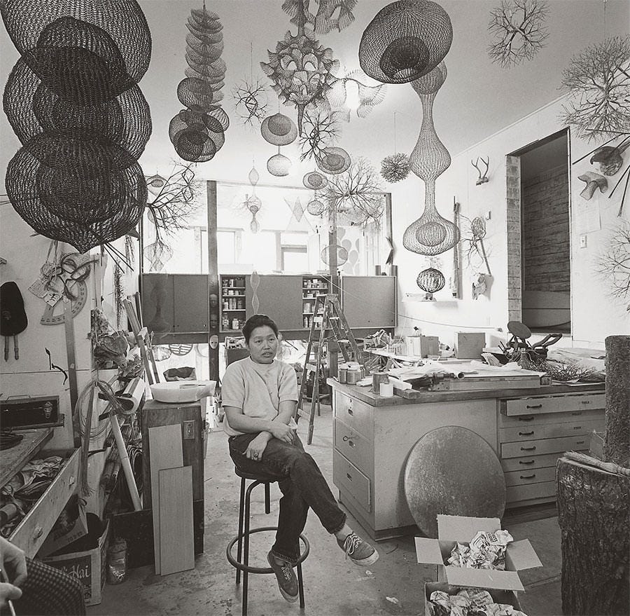 Ruth Asawa in Her Studio, San Francisco, 1969. Photo © Rondal Partridge Archive
