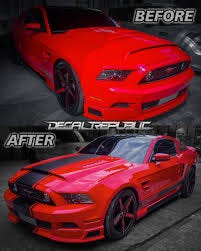 𝗕𝗘𝗙𝗢𝗥𝗘 𝗔𝗡𝗗 𝗔𝗙𝗧𝗘𝗥: 𝐅𝐨𝐫𝐝 𝐌𝐮𝐬𝐭𝐚𝐧𝐠 Racing and side  stripes. #INTERESTED?? 🧐📱 Hit us a PM, or contact us DIRECTLY: 😲 2  decades & numerous branches counting, the Biggest & Longest Car wrapping