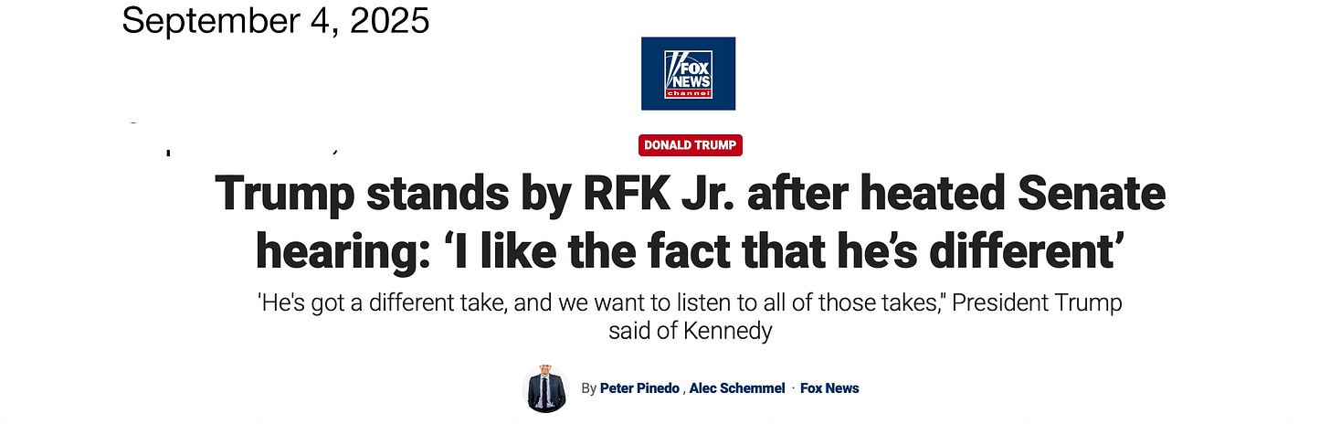 Trump stands by RFK Jr. after heated Senate hearing: ‘I like the fact that he’s different’ 'He's got a different take, and we want to listen to all of those takes," President Trump said of Kennedy