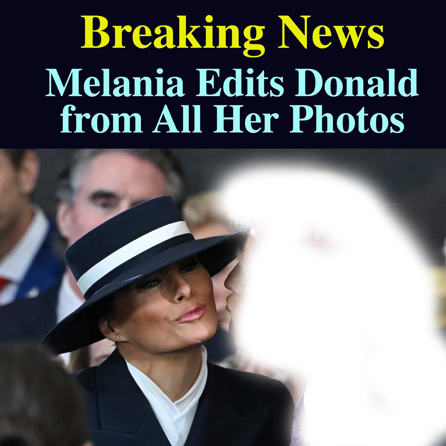 Photo of trump and melania where blurred white shadow of trump is trying to kiss melania Photo of trump and melania where blurred white shadow of trump is trying to kiss melania