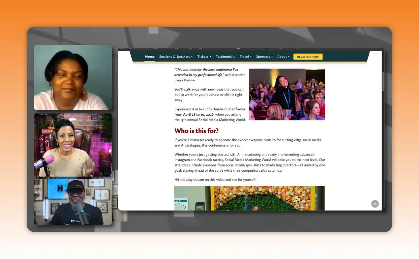 Social Media Marketing World 2026 “Who is this for?” page explaining the target attendee