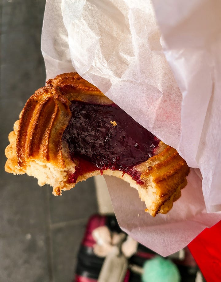 streets of Neukölln featuring herds of little kids and a thumbprint cookie