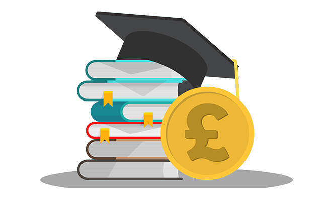 Cartoon style illustration of a stack of books with an academic cap on the top Cartoon style illustration of a stack of books with an academic cap on the top
