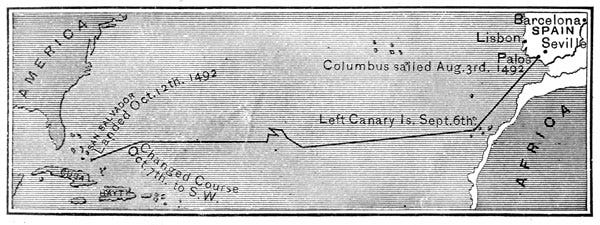 Christopher Columbus Maps: Direction Columbus Sailed