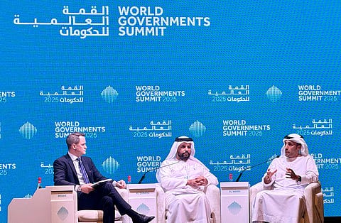 Salem Humaid Al Marri (right) and Salem Butti Al Qubaisi (centre) during the session moderated by Graham Brookie, Vice President for Technology and Strategy, Atlantic Council (left) at WGS 2025 in Dubai on Wednesday Salem Humaid Al Marri (right) and Salem Butti Al Qubaisi (centre) during the session moderated by Graham Brookie, Vice President for Technology and Strategy, Atlantic Council (left) at WGS 2025 in Dubai on Wednesday