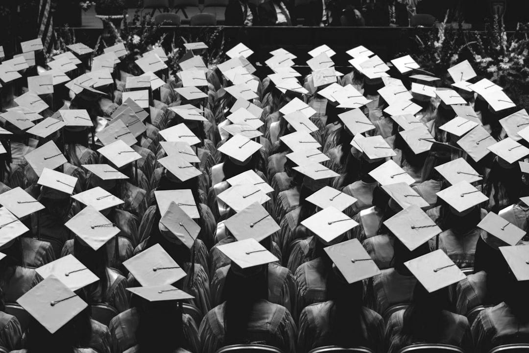 blue and white academic hat