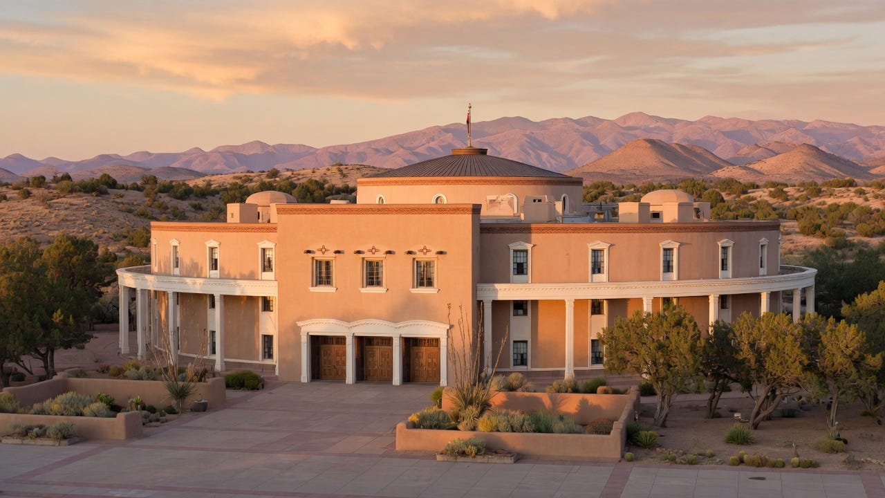 New Mexico State Capitol building in Santa Fe at golden hour New Mexico State Capitol building in Santa Fe at golden hour