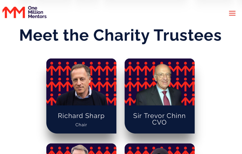 Screenshot from the trustees page of the charity 1 Million Mentors Screenshot from the trustees page of the charity 1 Million Mentors