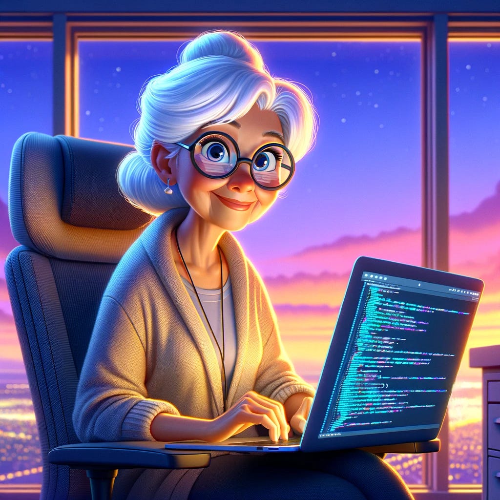 An elderly software developer An elderly software developer
