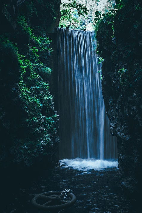 Image of a waterfall. Image of a waterfall.