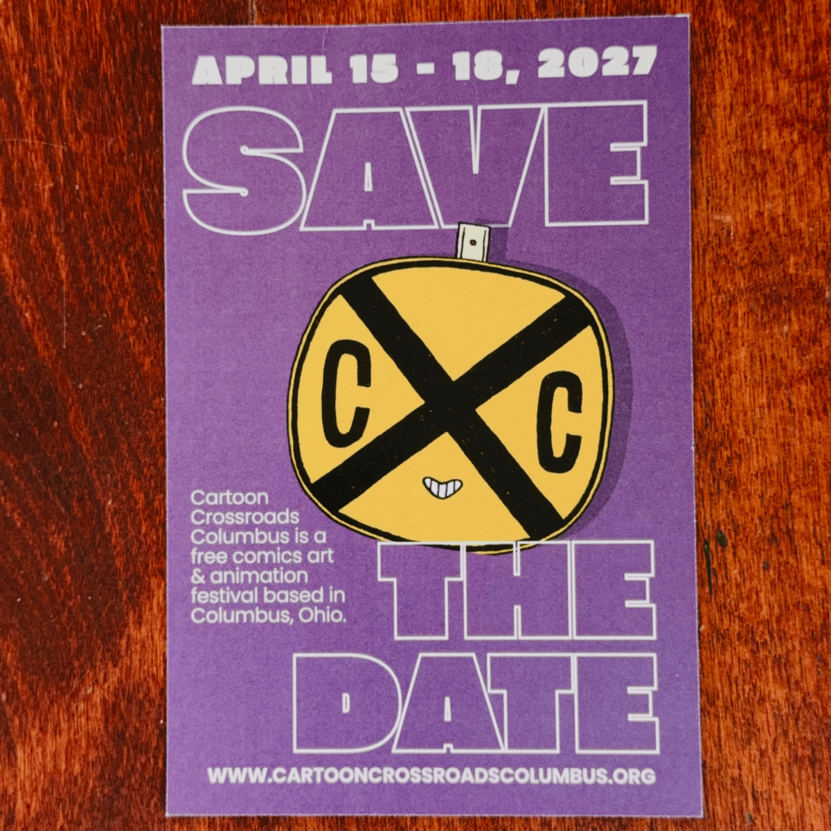a picture of the Cartoon Crossroads Columbus save the date flyer.