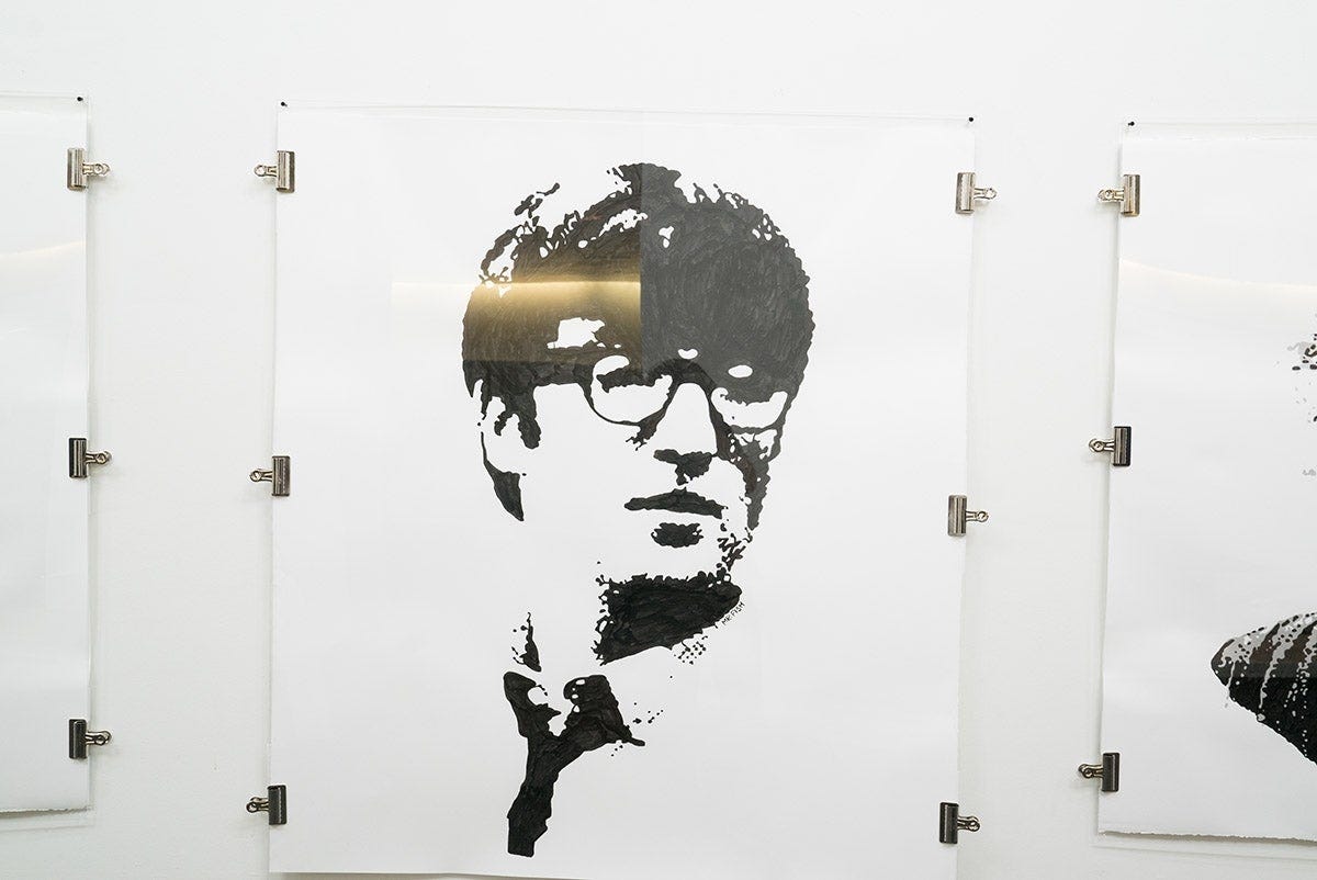 Ink drawing of musician John Lennon Ink drawing of musician John Lennon