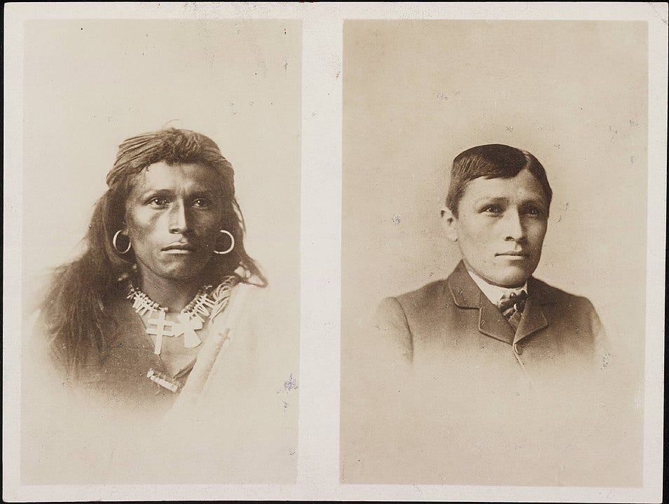 Two pictures of Tom Torlino, a member of the Navajo Nation. Two pictures of Tom Torlino, a member of the Navajo Nation.