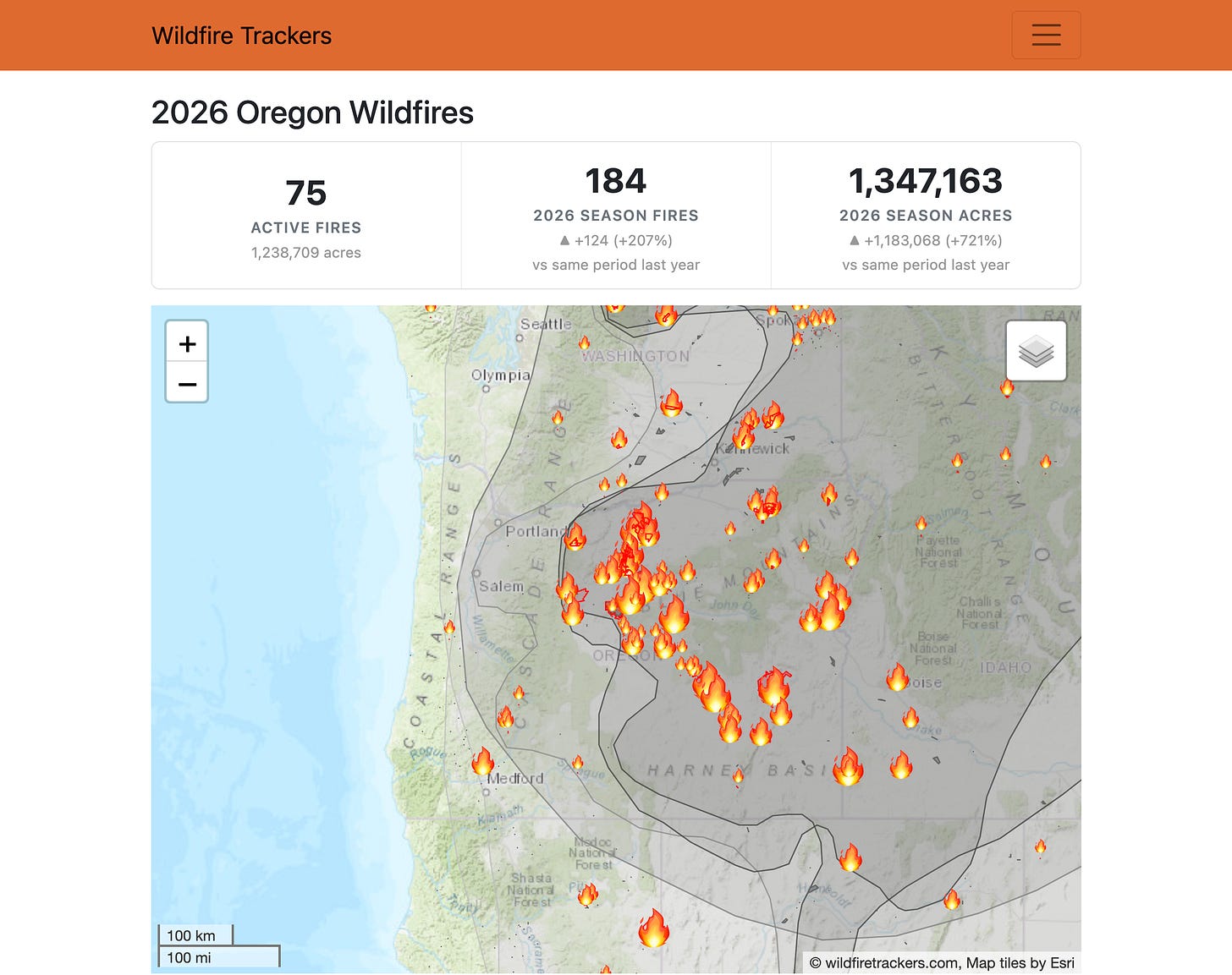 Fire map graphic of Colorado. Over 1.3 million acres burned.