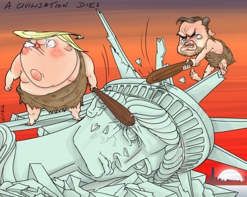 Nicola Jennings on Donald Trump, JD Vance and civilisational decline – cartoon Nicola Jennings on Donald Trump, JD Vance and civilisational decline – cartoon