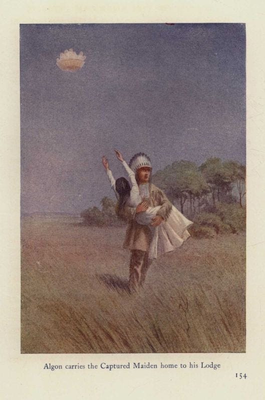 Algon carries the Captured Maiden home to his Lodge Algon carries the Captured Maiden home to his Lodge