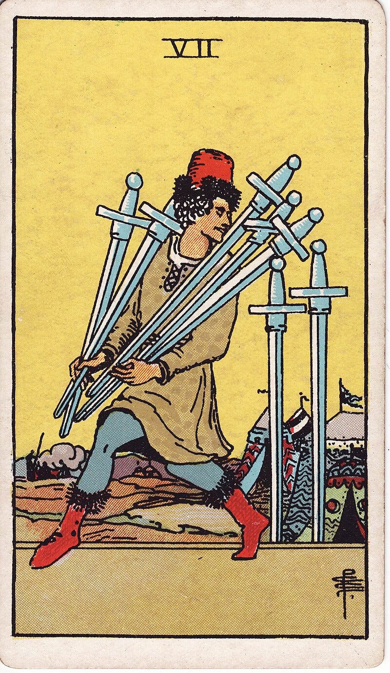 Waite Smith Tarot, Seven of Swords