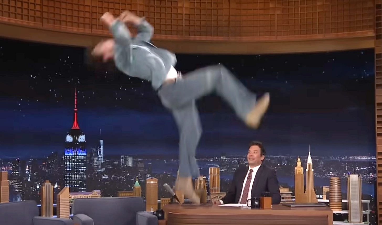Benson Boone Captivates Tonight Show Audience with His Signature Backflip