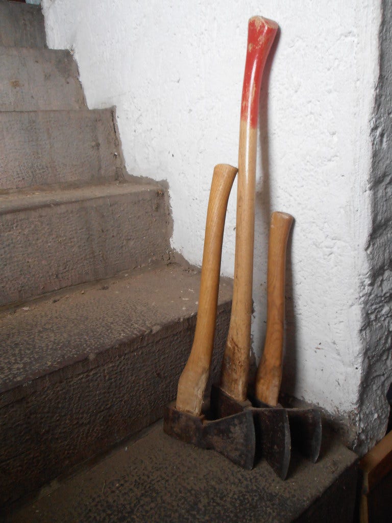 Three spare axes...