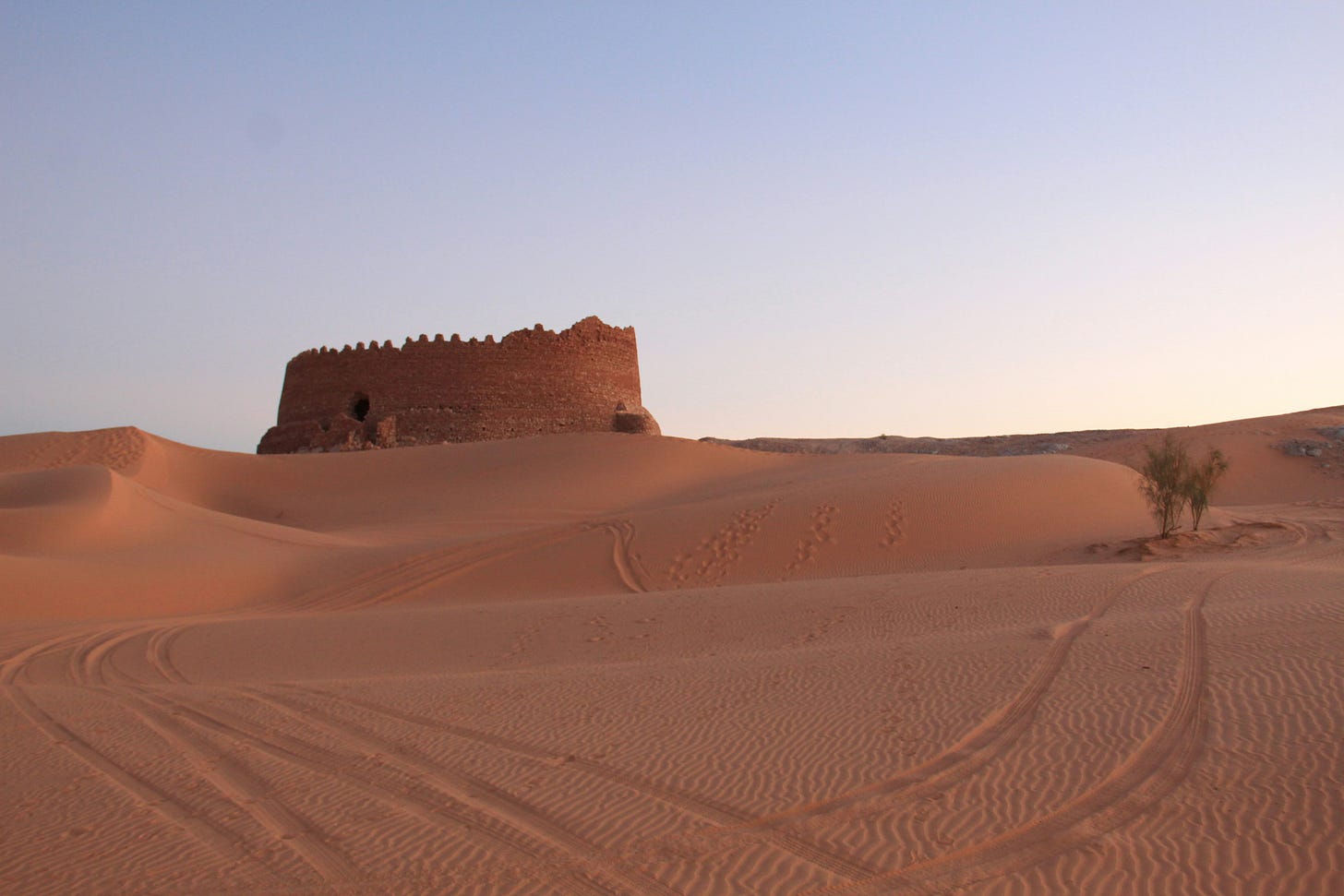 ancient-desert-fort-at-sunset