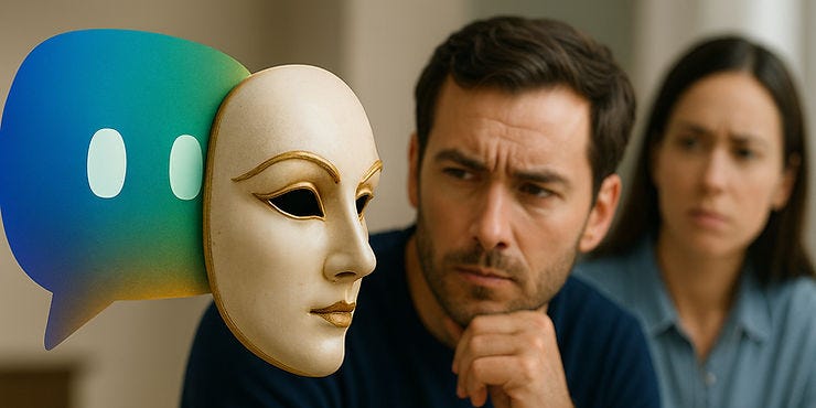 The AI hiding behind a human mask. According to an AI.