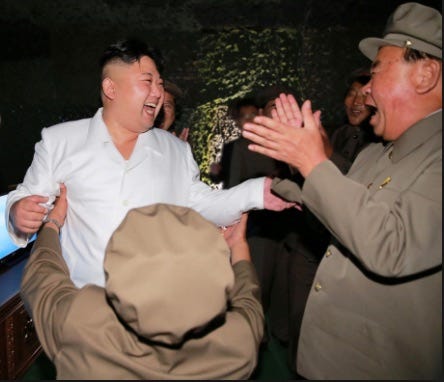 Kim Jong-un dances with soldiers as he celebrates a North Korean missile test. Everybody is happy. Kim Jong-un dances with soldiers as he celebrates a North Korean missile test. Everybody is happy.