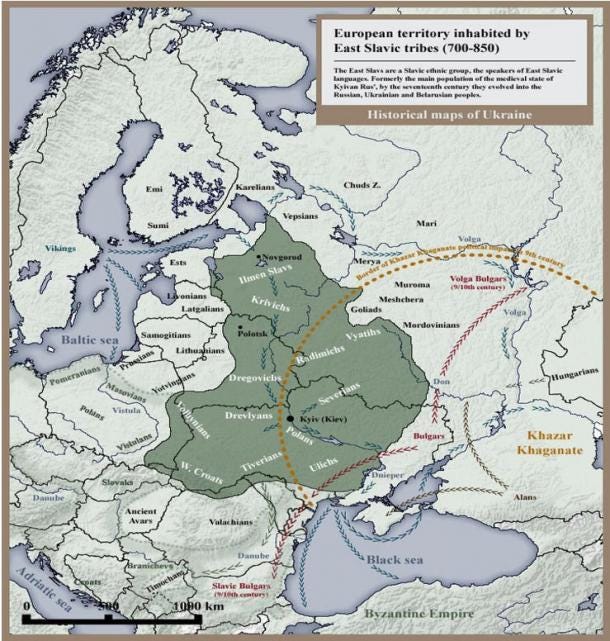 Map of European territory inhabited by East Slavic tribes in 8th and 9th century. Map of European territory inhabited by East Slavic tribes in 8th and 9th century.