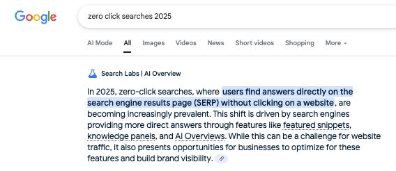 zero click searches 2025