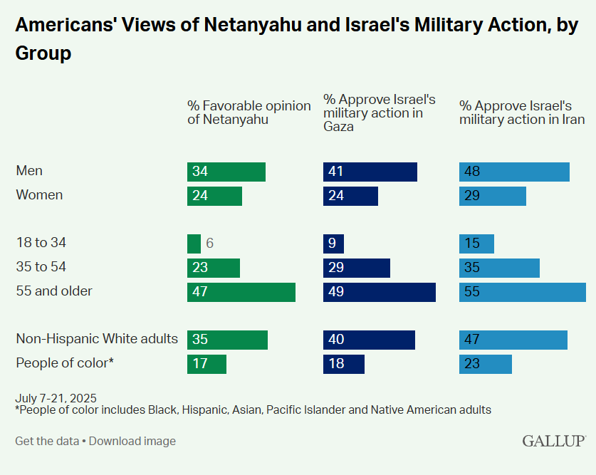 According to a Gallup survey in July, only 9% of Americans aged 18 to 34 expressed support for Israel’s military in Gaza.