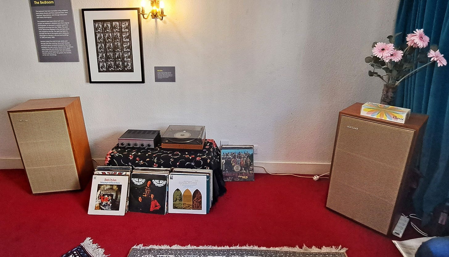Hendrix's record collection in his reconstructed bedroom at 23 Brook St