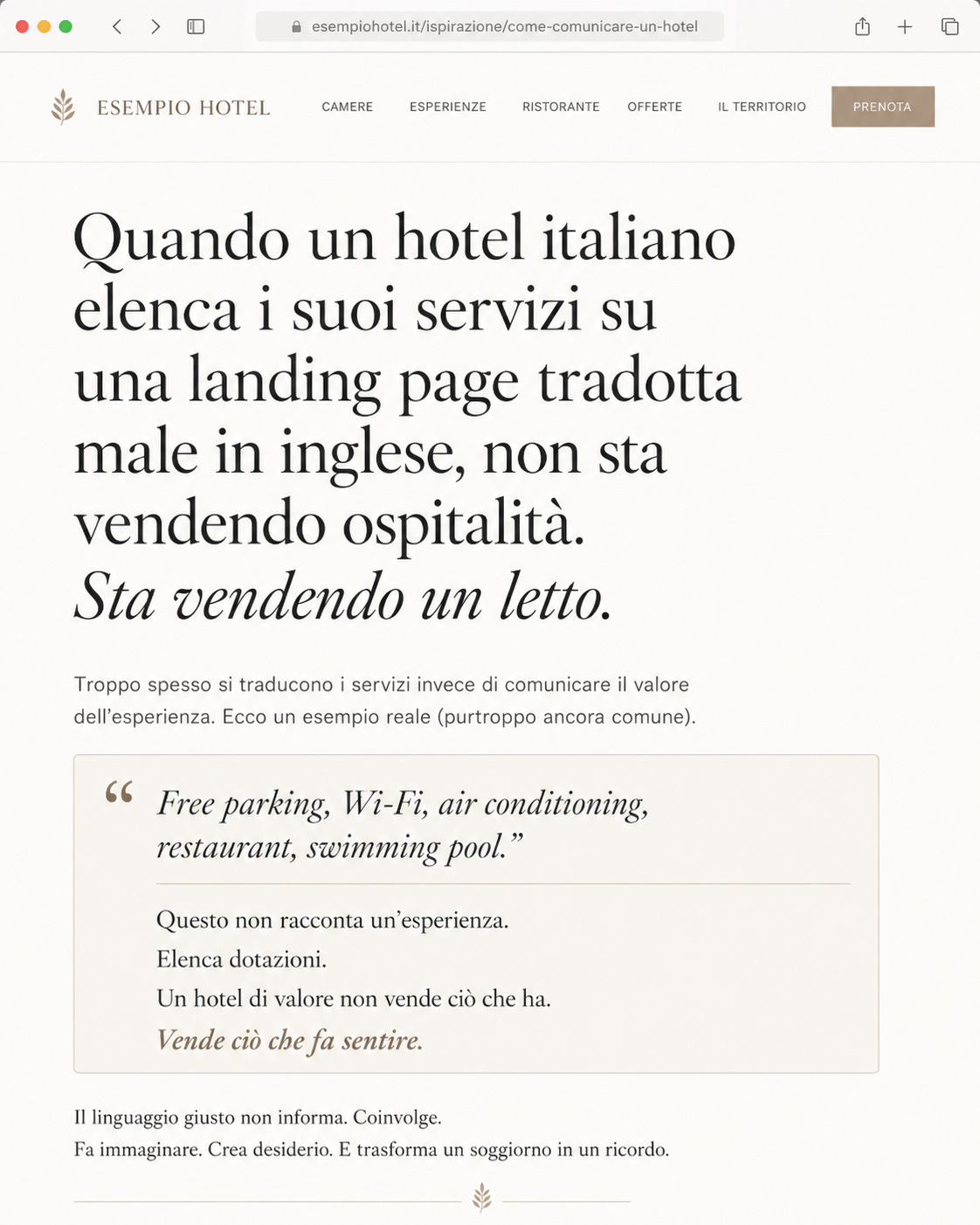 esempio di landing page sbagliata