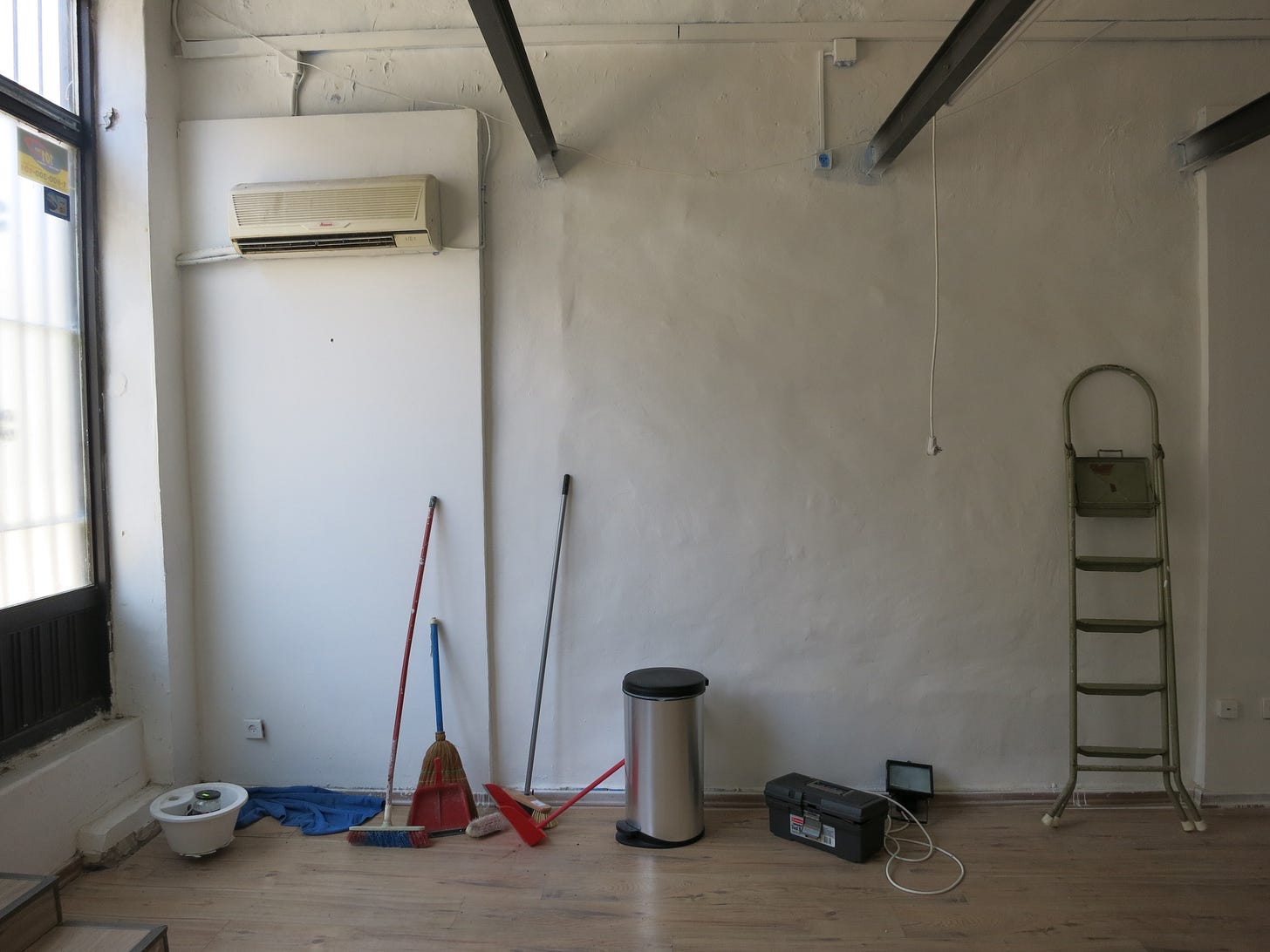 my ladder and cleaning supplies.