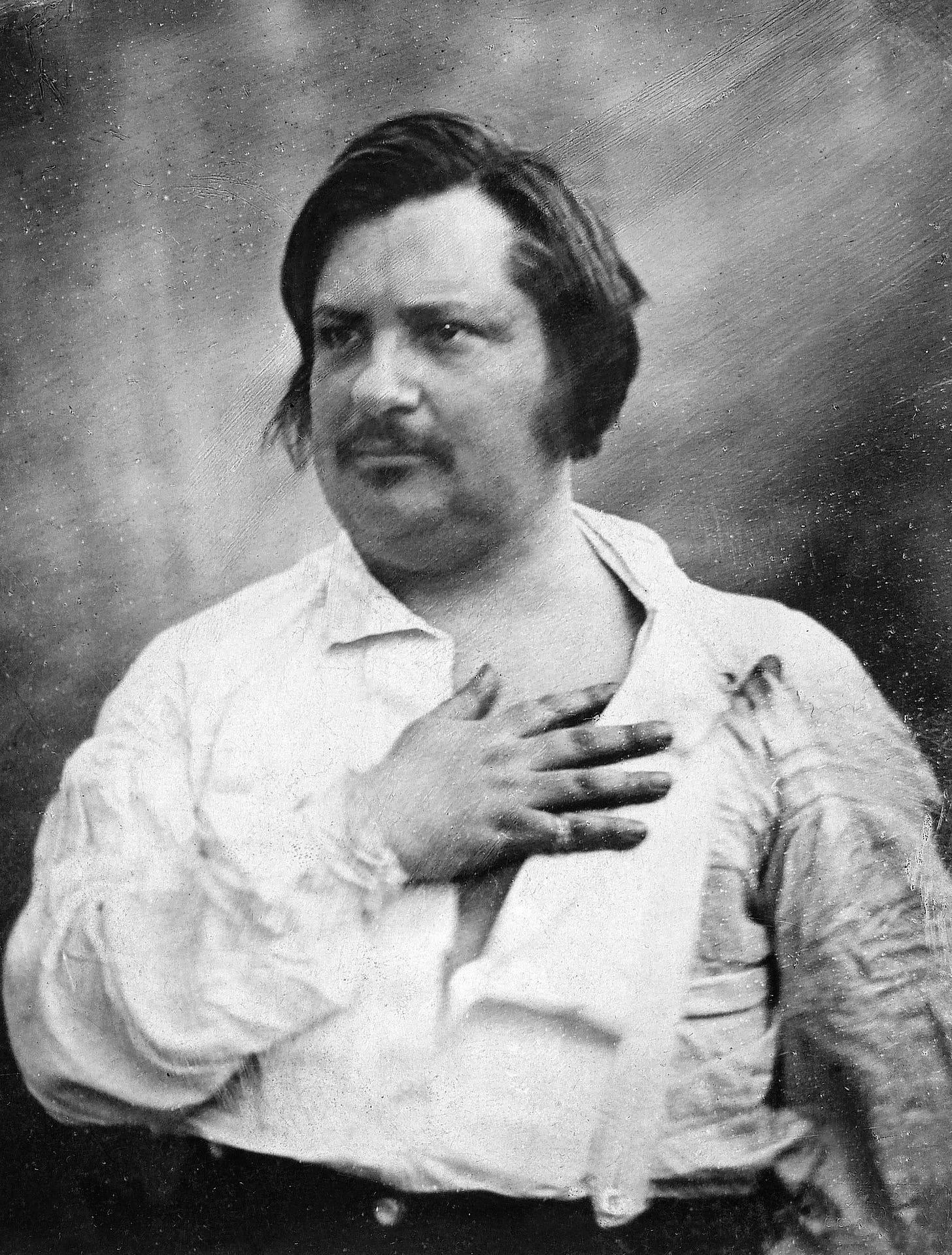 Honoré de Balzac, daguerreotype taken 1842 by Louis-Auguste Bisson. Public Domain