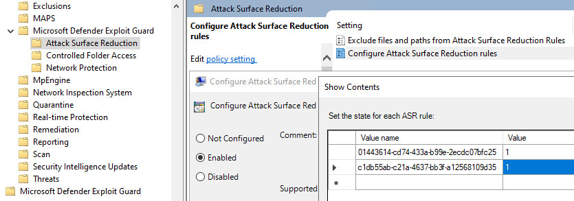 Figure 7.3 – Setting ASR rules in a Group Policy Object