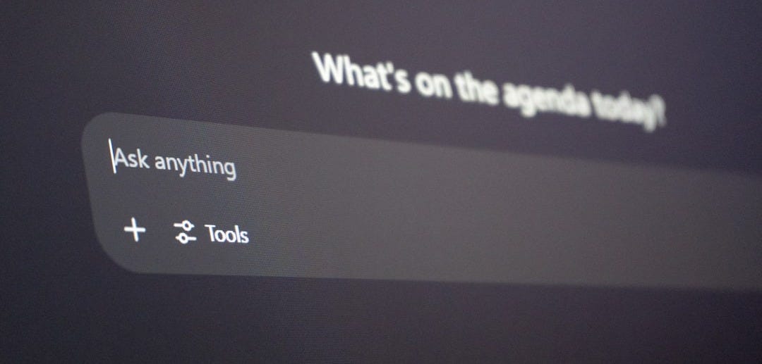 Digital interface with "ask anything" prompt. Digital interface with "ask anything" prompt.