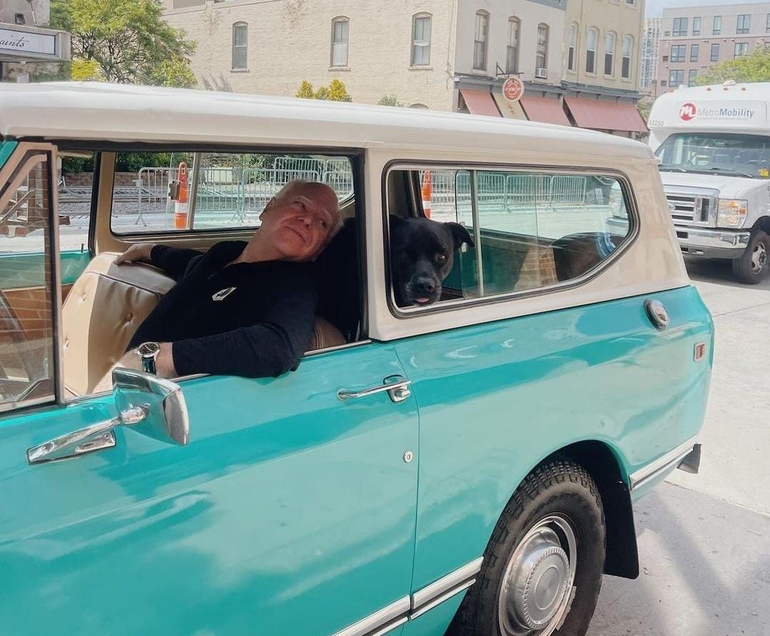 r/minnesota - Tim Walz with his dog Scout in his International Scout