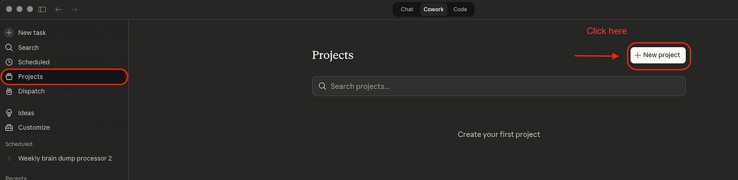 Projects list with Import button