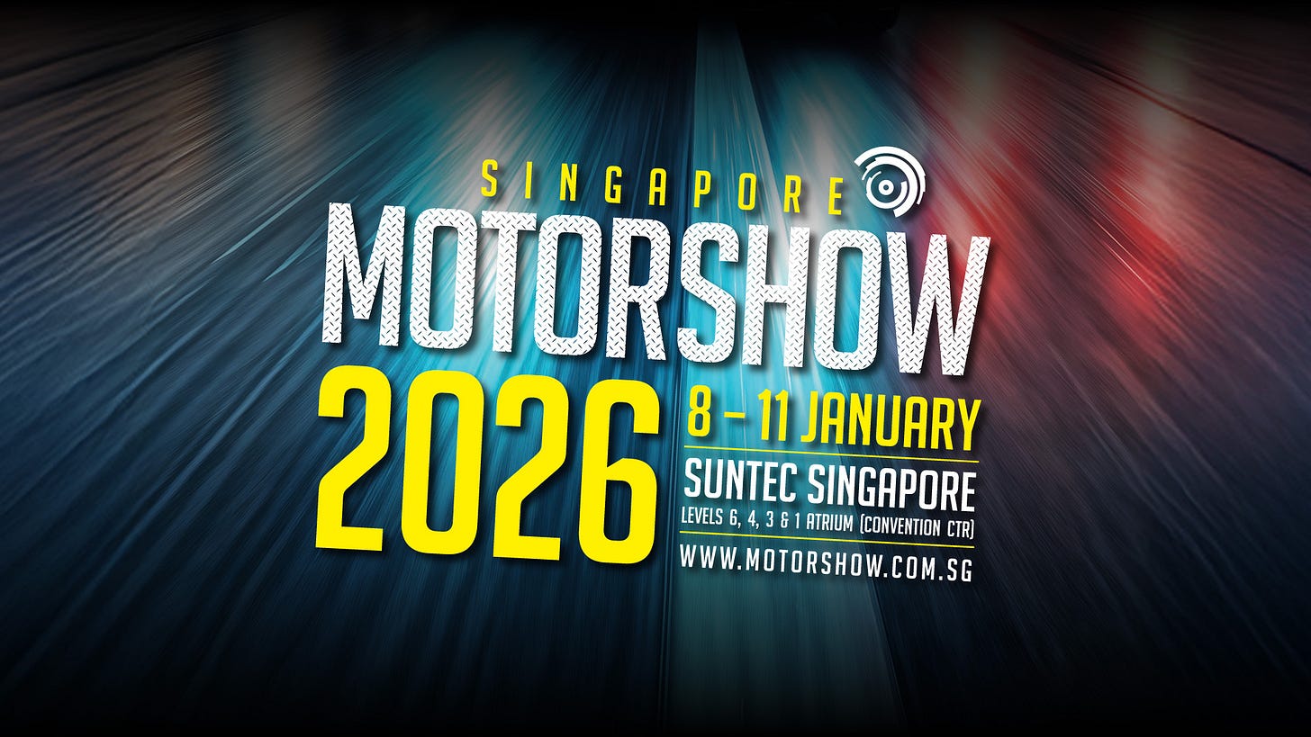 Electric and luxury vehicles displayed at Singapore Motorshow 2026, illustrating Southeast Asia’s shift toward electrification and software-driven mobility.