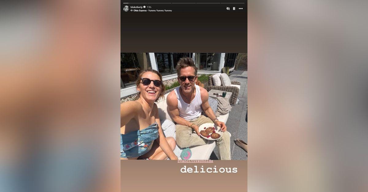 image of Blake Lively playfully showed off Ryan Reynolds’ muscular arms in a series of Instagram Stories. image of Blake Lively playfully showed off Ryan Reynolds’ muscular arms in a series of Instagram Stories.