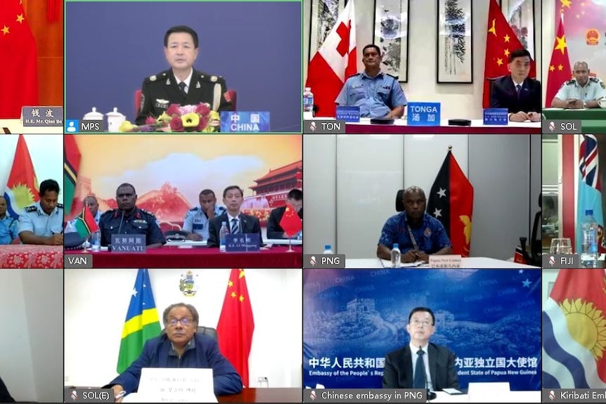 Police officers from different nations appearing in a virtual meeting. Police officers from different nations appearing in a virtual meeting.